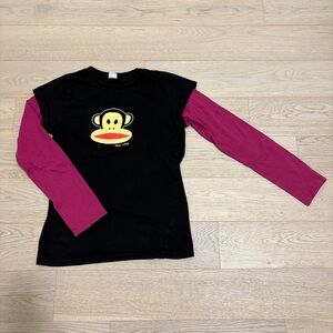 Paul Frank Black/Fuchsia Graphic Long Sleeve Shirt - XL/16)